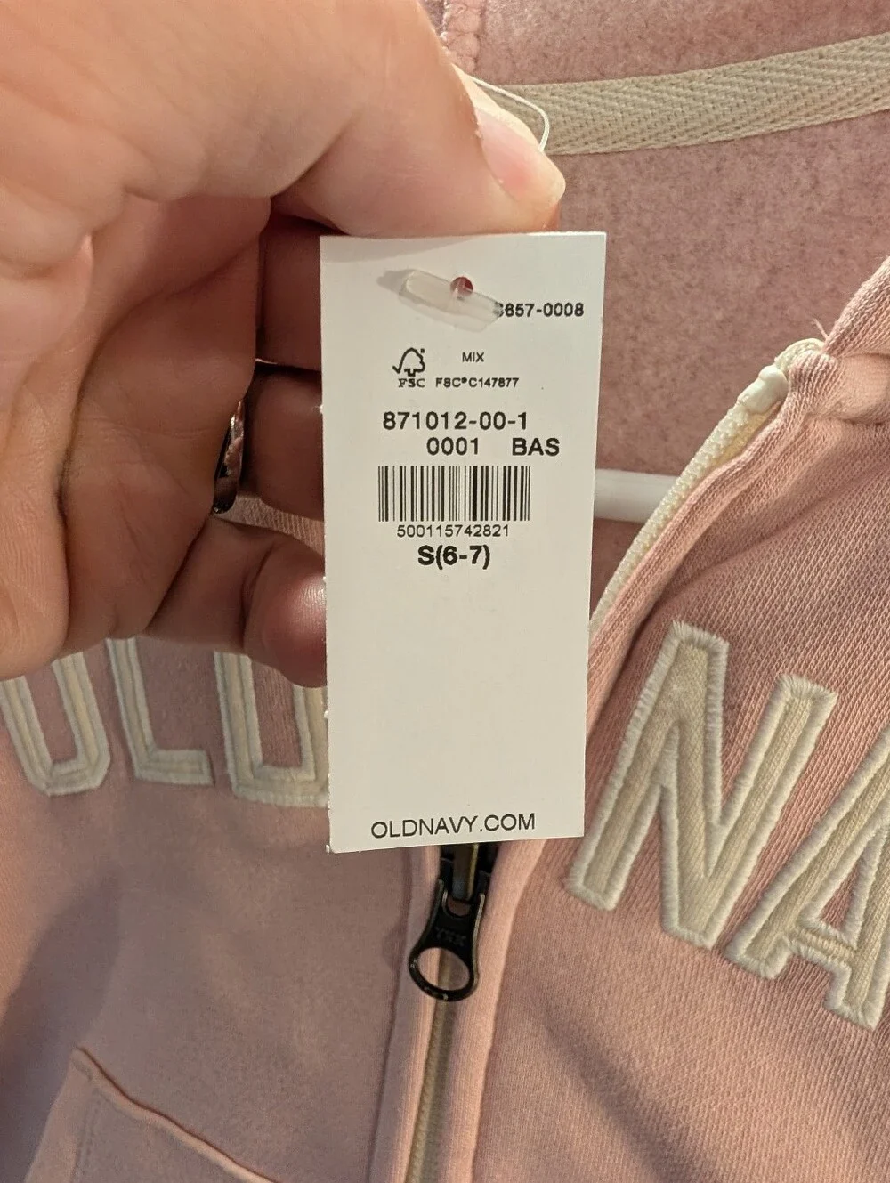 Old Navy Pale Pink Girls' Size 6 Hooded Zip Sweatshirt NWT